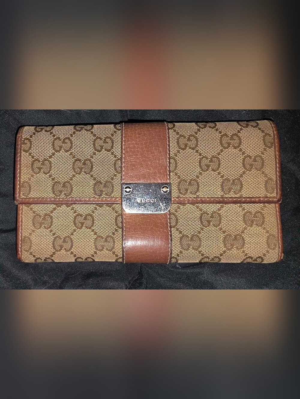 Gucci Beige and Brown Monogram Continental Wallet